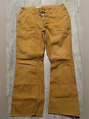 Pilcro Mustard Brown Button-Front Carpenter Pants